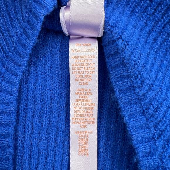 SAVAGE X FENTY Ms Minx Knit Shrug Crop Sweater Womens M Blue Ribbed Mock Neck - Picture 16 of 16